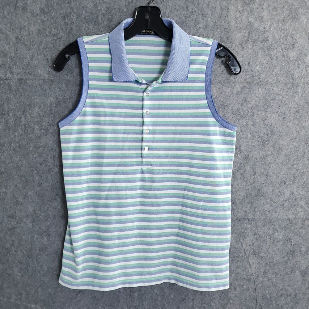 Lauren Ralph Lauren Sleeveless Polo Golf Shirt Women's Sz M Performance Striped